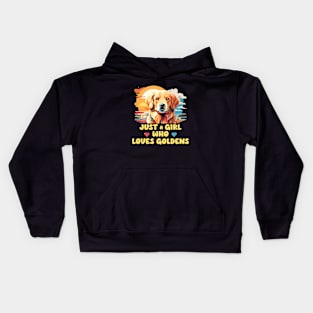 Just A Girl Who Loves Goldens - Golden Retriever Kids Hoodie